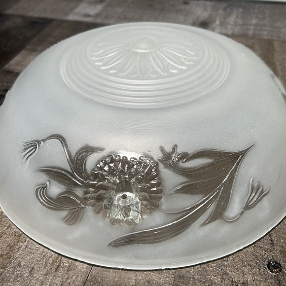 Vintage 1920s Art Deco White Frosted Glass 10" Chandelier Ceiling Light Fixture - Picture 3 of 5
